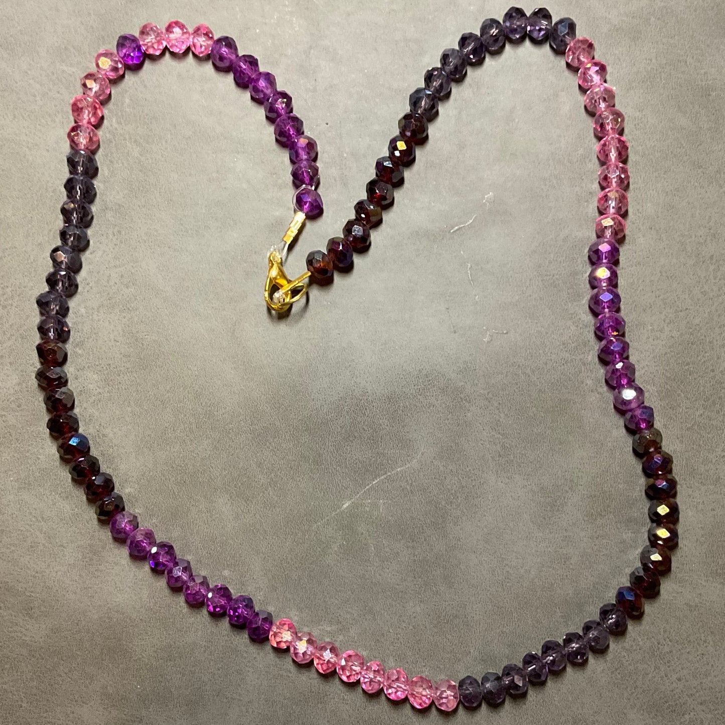 Pink & Purple Ombre Faceted Bead Necklace