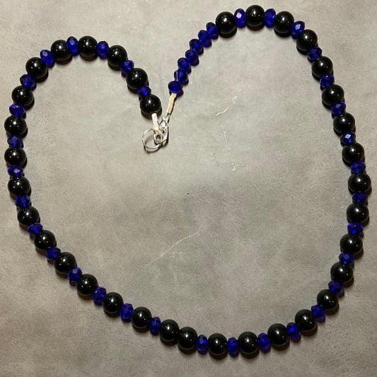 Midnight Blue & Black Beaded Necklace