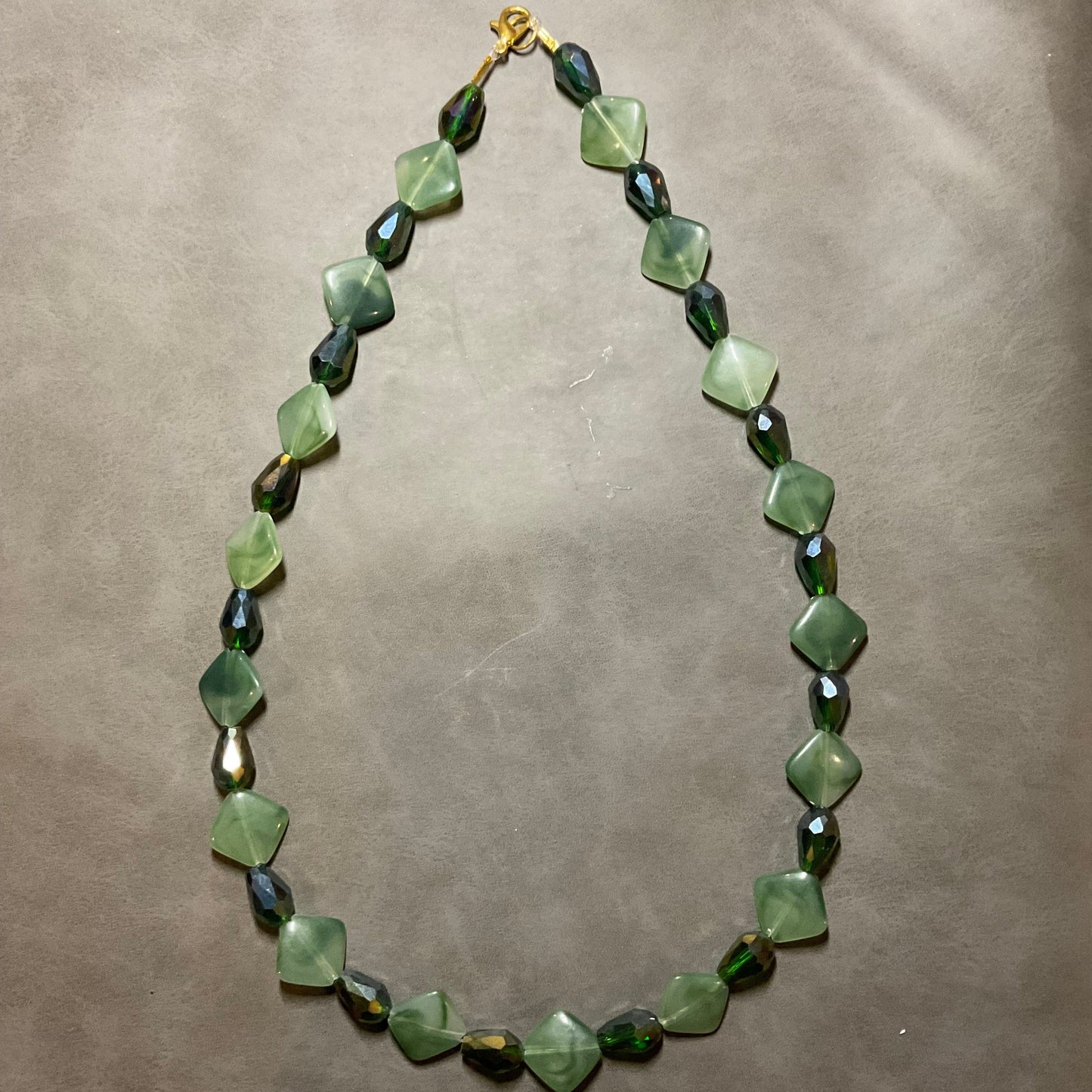 Moss Green Diamond Bead Necklace