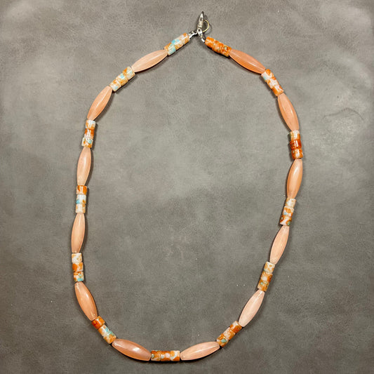 Peach Earthy Beaded Necklace